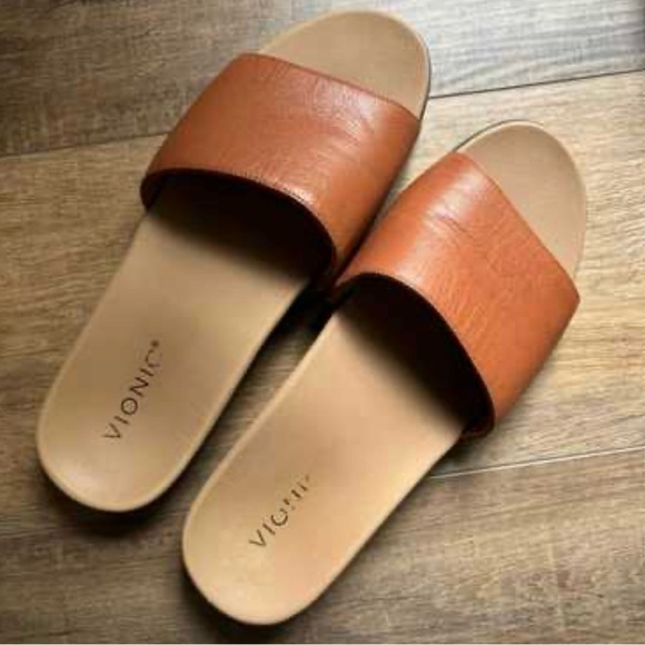 Casual Vionic Women's Tan Slide Sandals - Picture 3 of 12
